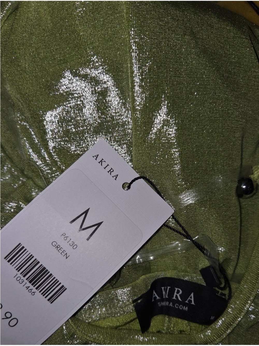 AKIRA Metallic Lime Halter Wide-Leg Jumpsuit - Picture 5 of 5